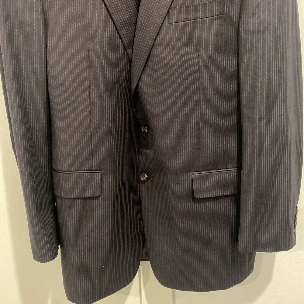 Lauren Ralph Lauren‎ 44L Navy Pinstripe Suit Jacket Blazer 100% Wool Classic Fit